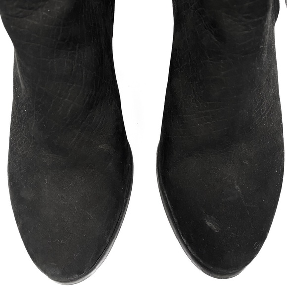 All Saints Womens Jonas‎ Leather Ankle Bootie 41 Black Embossed Nubuck Heeled - Picture 5 of 12